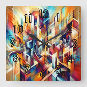 Pastel Zeichnend aufwändiges abstraktes Design Quadratische Wanduhr