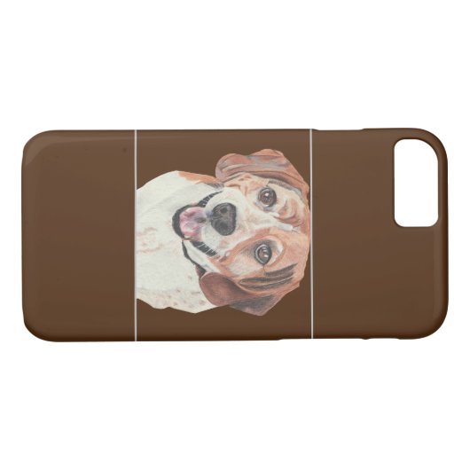 Pastel Zeichnend Beagle iPhone Case (Rückseite (Horizontal))