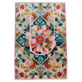 Pastel Zeichnend Blumenmuster-Block Mittlere Geschenktüte (Rückseite)