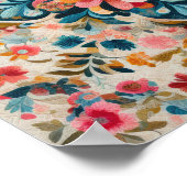 Pastel Zeichnend Blumenmuster-Block Poster (Ecke)