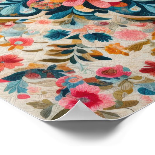 Pastel Zeichnend Blumenmuster-Block Poster (Ecke)