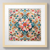 Pastel Zeichnend Blumenmuster-Block Poster