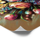 Pastel Zeichnend Blumenstrauß Poster (Ecke)