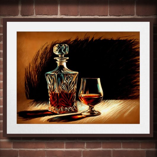 Pastel Zeichnend Crystal Decanter Glas Liquor Poster