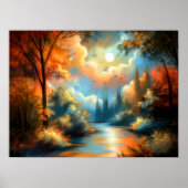 Pastel Zeichnend farbenfrohe Landschaft Bäume Himm Poster (Vorne)