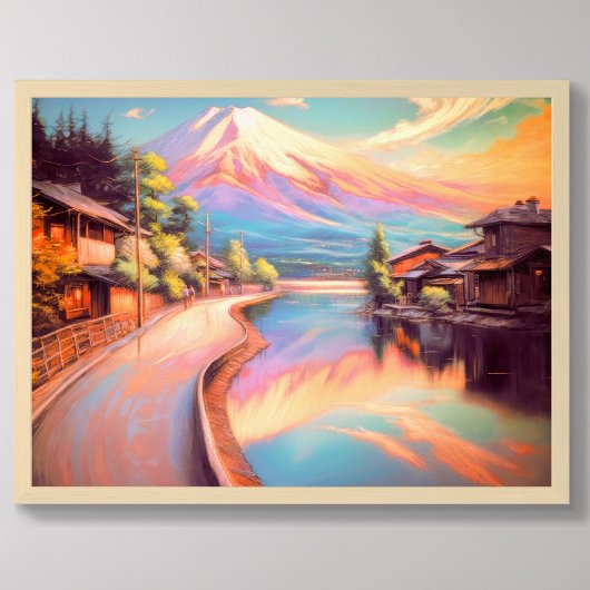 Pastel Zeichnend Fuji Sunset Japanisch Poster