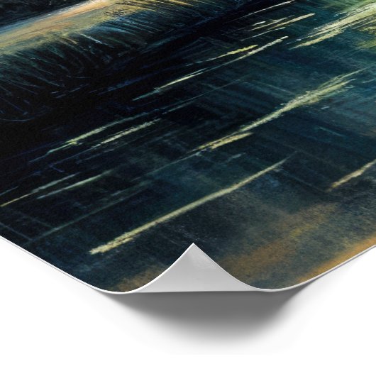 Pastel Zeichnend Gartenteich Weinend Wilder Baum Poster (Ecke)