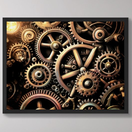 Pastel Zeichnend Gears Cogs Steampunk Poster
