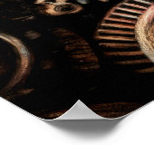 Pastel Zeichnend Gears Cogs Steampunk Poster (Ecke)