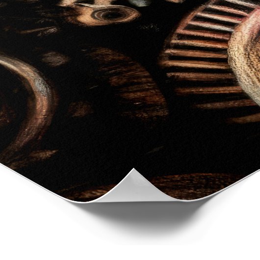 Pastel Zeichnend Gears Cogs Steampunk Poster (Ecke)