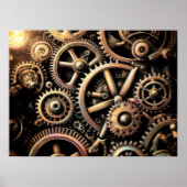 Pastel Zeichnend Gears Cogs Steampunk Poster (Vorne)