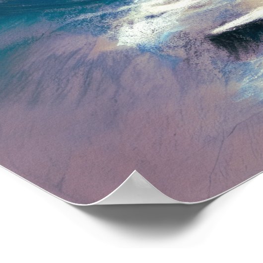 Pastel Zeichnend Geisha Ocean Fuji Poster (Ecke)