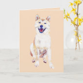 Pastel Zeichnend glückliche Shiba Inu Grußkarte Karte (Gelbe Blume)