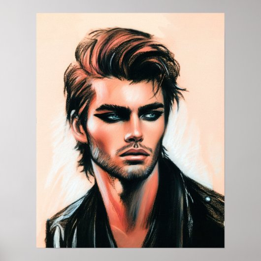 Pastel Zeichnend Man Eyeliner Poster (Vorne)