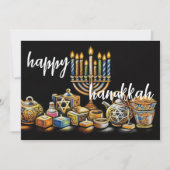 Pastel Zeichnend Menorah Hanukkah Candles Karte (Vorderseite)