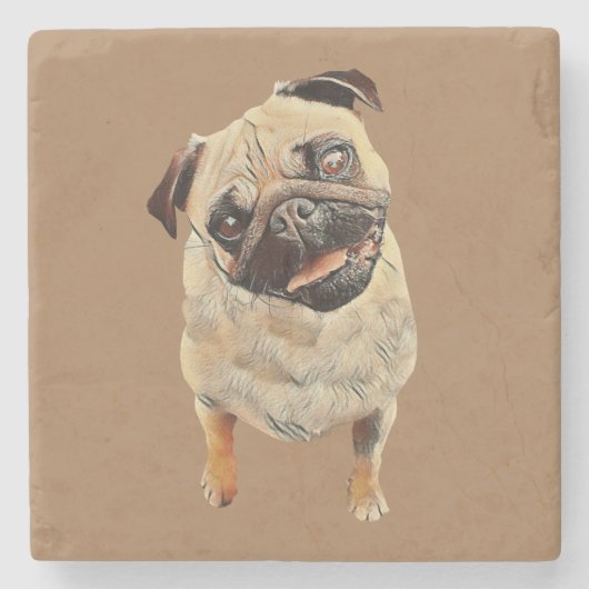 Pastel Zeichnend Mops Hund Marmormor Untersetzer (Vorderseite)