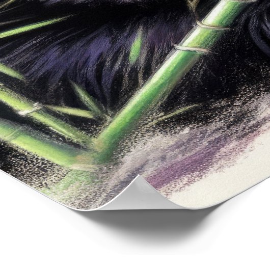 Pastel Zeichnend Panda Bamboo II Poster (Ecke)