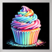 Pastel Zeichnend Regenbogen Swirl Zuckerguss Cupca Poster (Vorne)