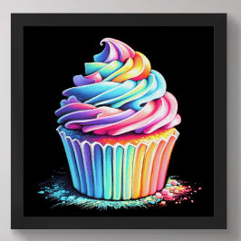 Pastel Zeichnend Regenbogen Swirl Zuckerguss Cupca Poster