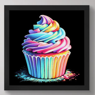 Pastel Zeichnend Regenbogen Swirl Zuckerguss Cupca Poster