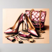 Pastel Zeichnend rosa Heelse Purpurkosmetik Poster (Vorne)