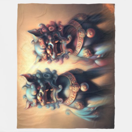 Pastel Zeichnend Shi Fu Dog Fog Protection Fleecedecke (Vorderseite)