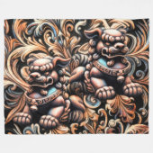 Pastel Zeichnend Shi Fu Dog Fog Protection Fleecedecke (Vorderseite (Horizontal))