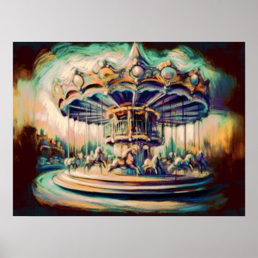 Pastel Zeichnend verblassenes Erinnerungskarussell Poster (Vorne)