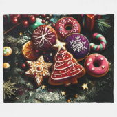 Pastel Zeichnend Weihnachtsfeiertage Leckereien Fleecedecke (Vorderseite (Horizontal))