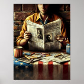 Pastel Zeichnend Zeitungsleser Poster (Vorne)