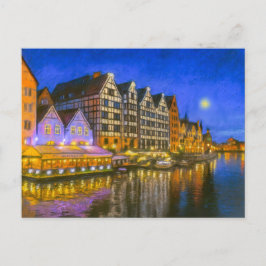 Pastel zeichnete an der Motlawa-Küste von Danzig b Feiertagspostkarte