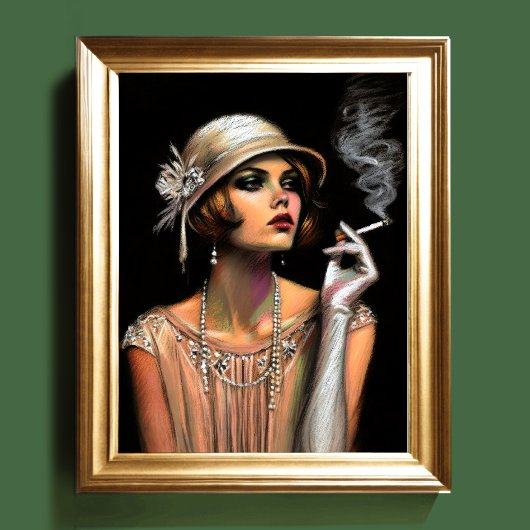 Pastel Zeichnete das Flapper Girl Srauking der 192 Poster