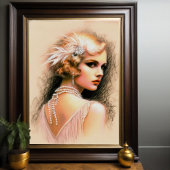 Pastel Zeichnete die Flapper Girl Blonde der 1920e Poster