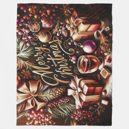 Pastel Zeichnete eines Weihnachtsbeiches Fleecedecke (Vorderseite)