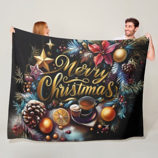 Pastel Zeichnete eines Weihnachtsbeiches Fleecedecke (Beispiel)