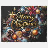 Pastel Zeichnete eines Weihnachtsbeiches Fleecedecke (Vorderseite (Horizontal))