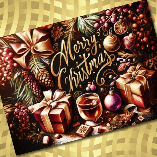 Pastel Zeichnete von Christmas Whimsical Karte