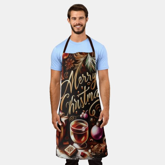 Pastel Zeichnete von Christmas Whimsical Schürze (Getragen)