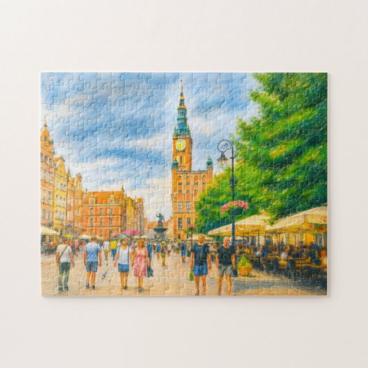 Pastel zeichnete von Danzigs langer Markt mit Kirc Puzzle (Horizontal)