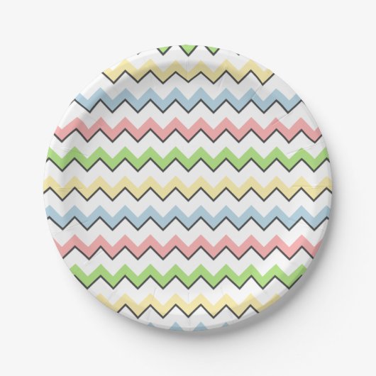 Pastel Zickzack Drop Shadow von Shirley Taylor Pappteller (Vorderseite)