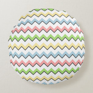 Pastel Zickzack Drop Shadow von Shirley Taylor Rundes Kissen