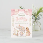 Pastel-Zirkus-Geburtstagsfeier Einladung (Stehend Vorderseite)
