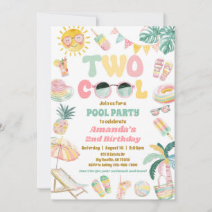 Pastel Zwei Coole Geburtstagsschwimmbecken Party E Einladung