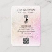 *~* Pastelbaum Yoga QR Code Glitzer Visitenkarte (Rückseite)