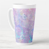 Pastelblasen auf dem Lavendel Latte Coffee Tasse (Linke Ecke)