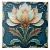 Pastelblätter auf Aquamarin Fliese (Vorderseite)