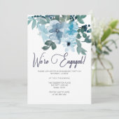 Pastelblau-Aquarellfarben-Rose Einladung (Stehend Vorderseite)