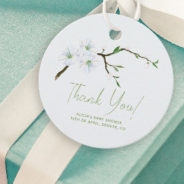 Pastelblau Blütendusche Danke Geschenkanhänger