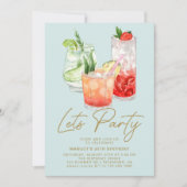 Pastelblau | Chic Summer Cocktail Party Geburtstag Einladung (Vorderseite)