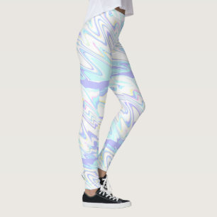 Pastelblau Lila-gelbe holografische Impression Leggings